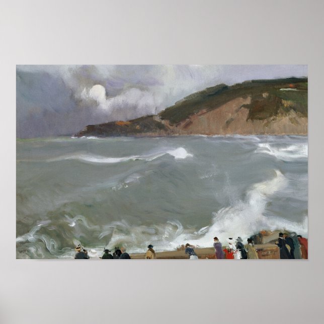 Pôster Joaquin Sorolla - Breakwater, San Sebastian (Frente)