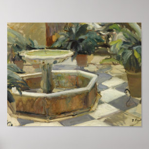 Pôster Joaquin Sorolla - fonte em um pátio
