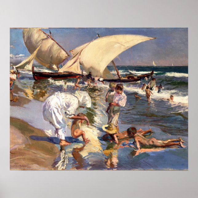 Poster Joaquin Sorolla - Praia de Valencia pela Luz da Ma (Frente)