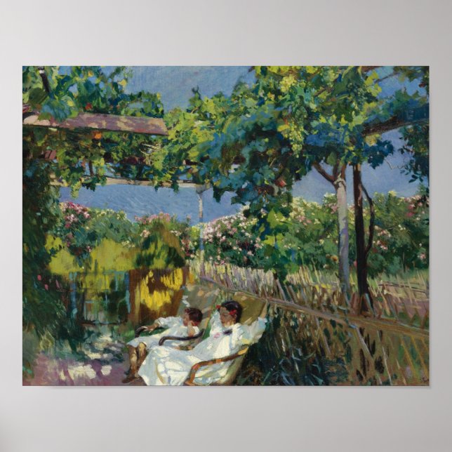 Pôster Joaquin Sorolla - Siesta no Jardim (Frente)