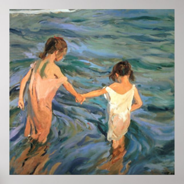 Pôster Joaquín Sorolla y Bastida Children no mar (Frente)