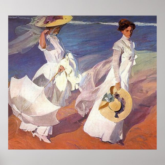 Pôster Joaquín Sorolla y Bastida Walk Na Praia (Frente)