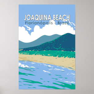 Poster Joaquina Beach Brazil Viagem Art Vintage