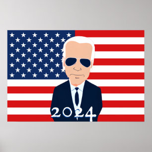 Poster Joe Biden American Flag 2024 Eleição