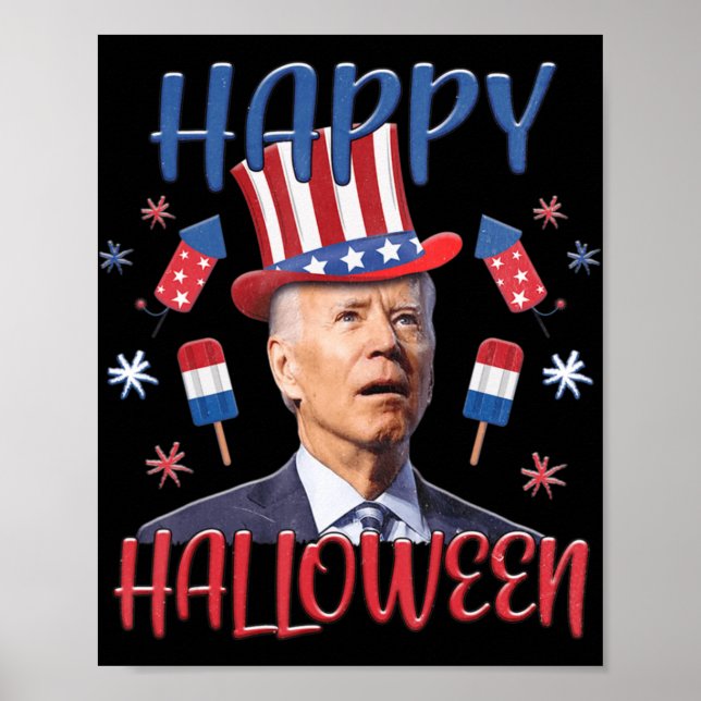 Poster Joe Biden Confusa Feliz 4º Do Halloween Quarto O (Frente)