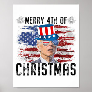 Poster Joe Biden engraçado Feliz 4 de Natal 4 de Julho