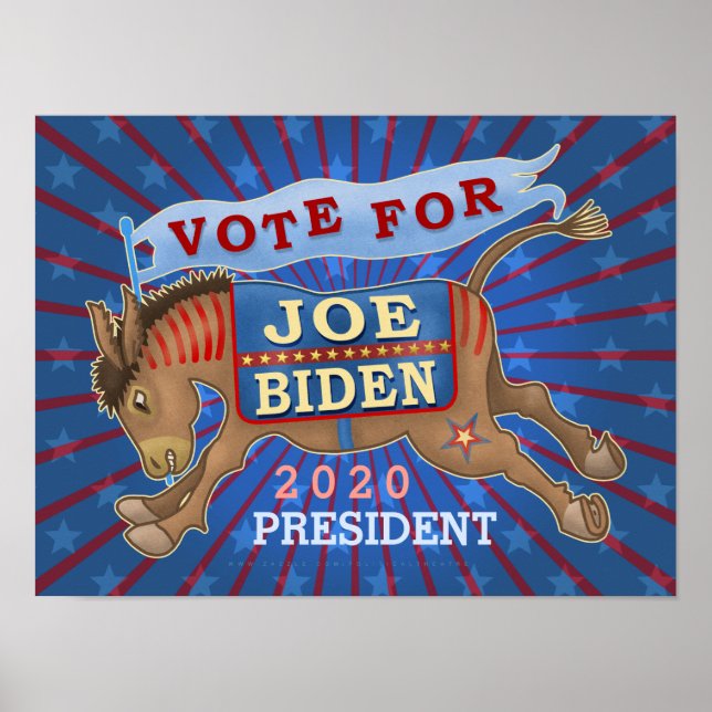 Poster Joe Biden para o Presidente 2020 Democrat Donkey (Frente)