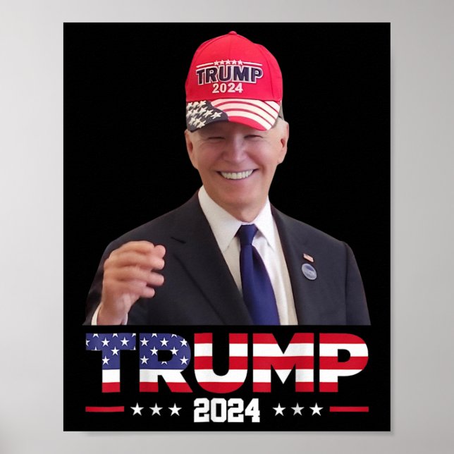 Poster Joe Biden Vestindo Um Chapéu De Trump 1 (Frente)
