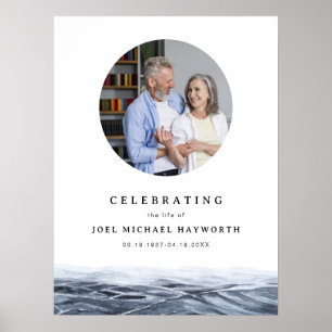 Poster JOEL Minimalist Ocean Water Photo Funeral Welcome