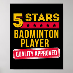 Poster Jogador Badminton de 5 Estrelas - Engraçado Racque