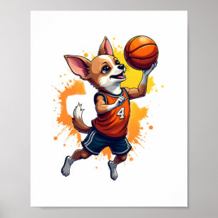 Poster Jogador Basquetebol Chihuahua Esporte Enterrad