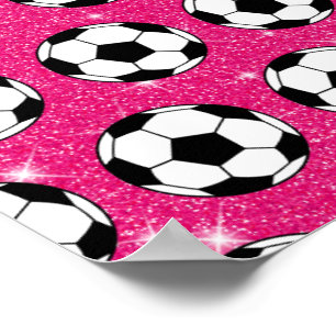 Poster Jogador Branco da Bola de Futebol Glitas Rosa Glit