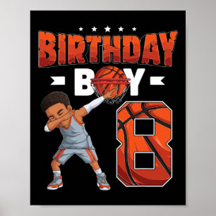 Poster Jogador Bysketbyll Dabbing 8 Anos Boy 8th Birt