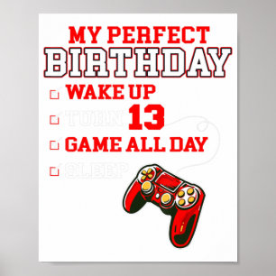 Poster Jogador De Aniversário De 13 Para Jogo Perfeito Pa