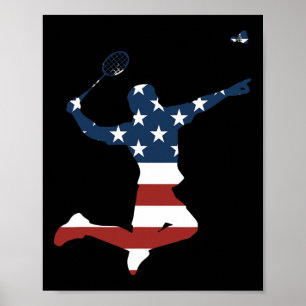 Poster Jogador de Badminton American Flag Roupa Badminton