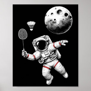 Poster Jogador de Badminton Astronauta Espacial Esporte S