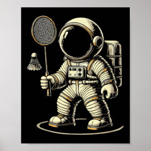 Poster Jogador de Badminton Astronauta Ônibus Espacial