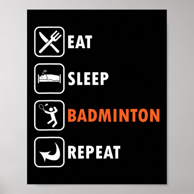 Poster Jogador de Badminton - Atleta do Shuttle Comer Sle (Frente)