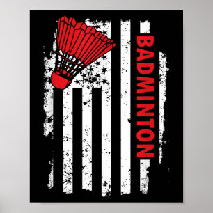 Poster Jogador de badminton da bandeira dos Estados Unido