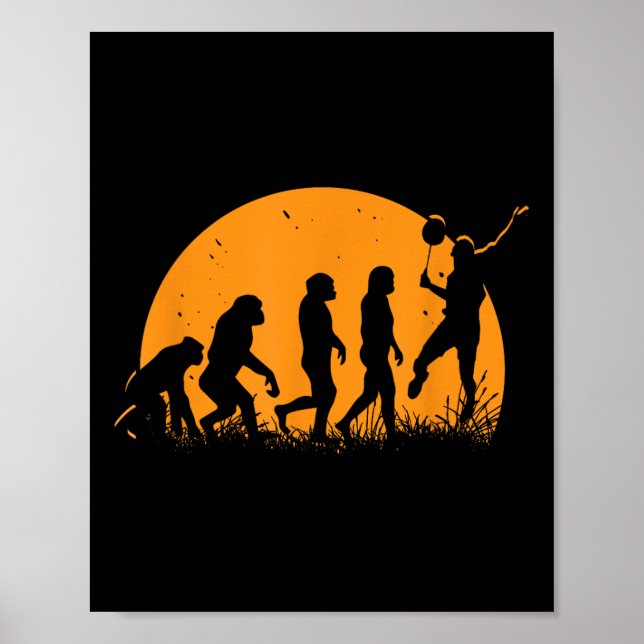 Poster Jogador de Badminton da Evolução _ Shuttle Racket (Frente)