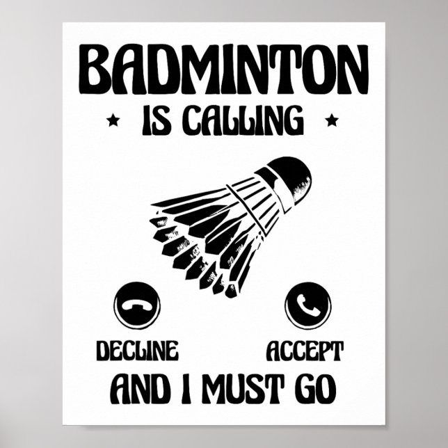Poster Jogador de Badminton Engraçado Design 21 (Frente)