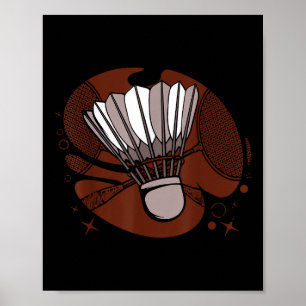 Poster Jogador de Badminton Esportista Atleta Jogo Laranj