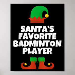 Poster Jogador de Badminton Favorito do Papai Noel Chapéu