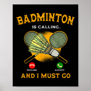 Poster Jogador de Badminton Jogo Raquete Amante Esportist