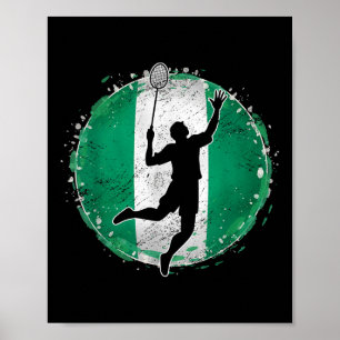 Poster Jogador de Badminton Nigéria Bandeira Nigeriana Ni