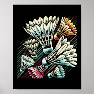 Poster Jogador de Badminton Peteca Design Vibrante 