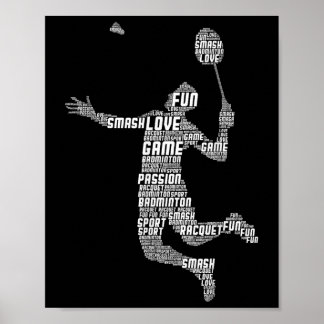 Poster Jogador de Badminton Peteca Meninos Juventude Home