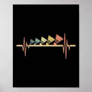 Poster Jogador de Badminton Retro Batimento Cardíaco - Es