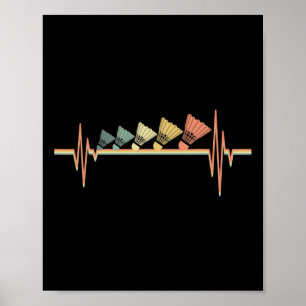 Poster Jogador de Badminton Retro Heartbeat - Esporte de