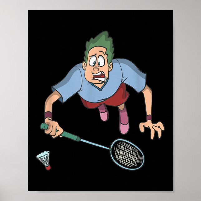 Poster Jogador de Badminton Saltando  (Frente)