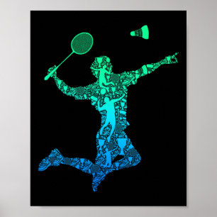 Poster Jogador de Badminton Shuttle Boys Jovens Homens Jo