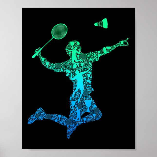 Poster Jogador de Badminton Shuttle Boys Jovens Homens Jo (Frente)