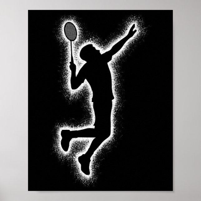 Poster Jogador de Badminton Shuttle Crianças Rapazes Badm (Frente)
