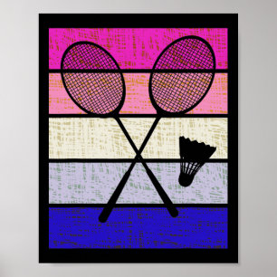 Poster Jogador de Badminton Shuttle Meninas Crianças Jove