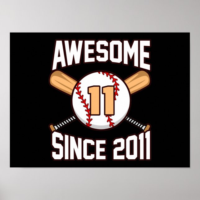 Poster Jogador de Baseball 11 Birthday - Lover Esportivo (Frente)