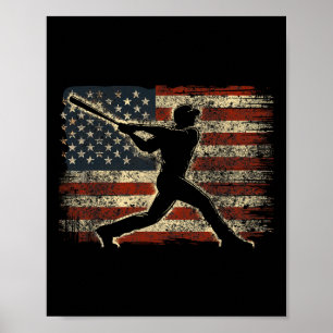 Poster Jogador de Baseball Americano Flag Baseball Beball