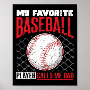 Poster Jogador de Baseball Favorito Me Chama Pai De Baseb