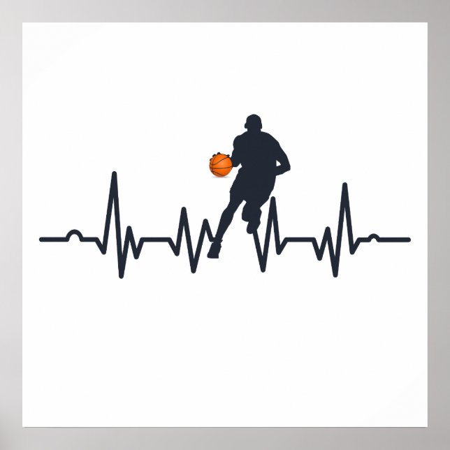 Poster jogador de basquete com batimento cardíaco (Frente)