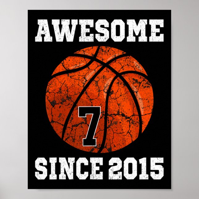 Poster Jogador de basquete de 7 anos de idade de 7 Birthd (Frente)