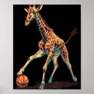 Poster Jogador de basquete de Arte Animal Giraffe Dr.