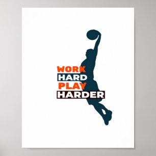 Poster Jogador de basquete de Duro para jogar Duro tão cl