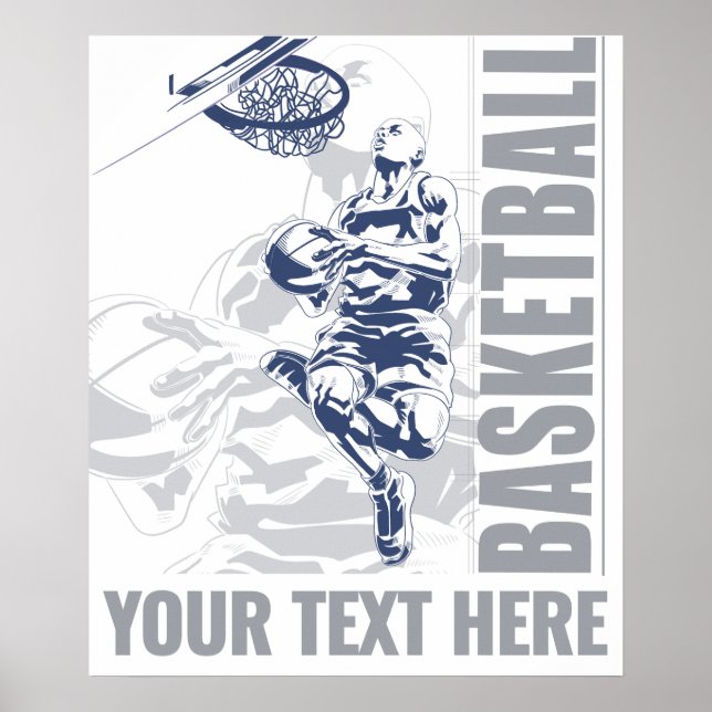 Poster Jogador de Basquete de Texto Personalizado (Frente)