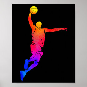 Poster Jogador de basquete Dunking Basball Hoop