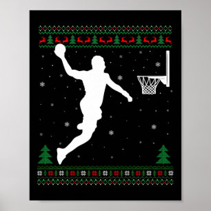 Poster Jogador de basquete Dunking Xmas Ugly Basball Chr
