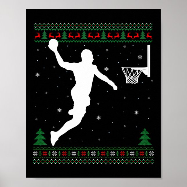 Poster Jogador de basquete Dunking Xmas Ugly Basball Chr (Frente)