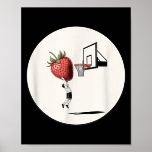 Poster Jogador de Basquete Engraçado Enterrando Morango G